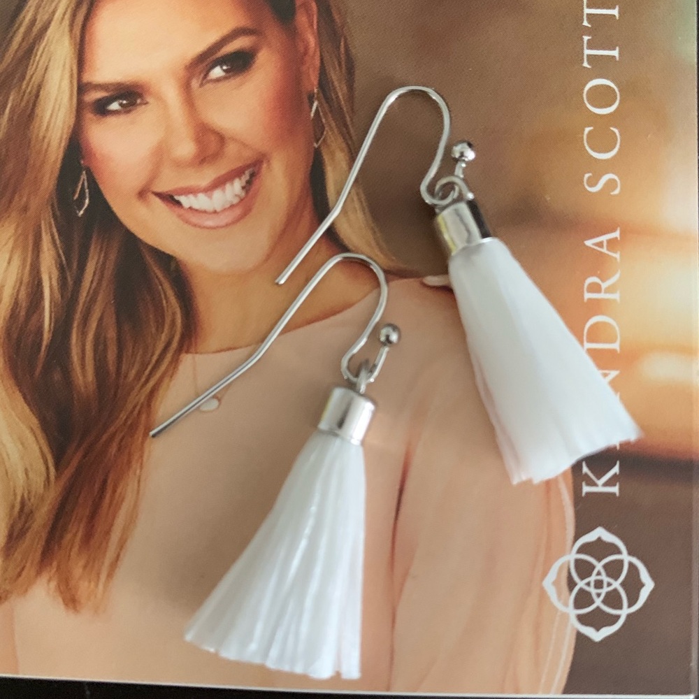 Kendra Scott custom tassel earrings,white & silver